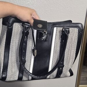 London Fog Black and White Handbag